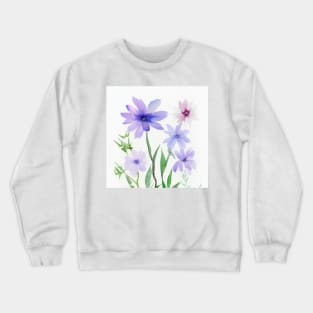 Blue Watercolor Flower Crewneck Sweatshirt